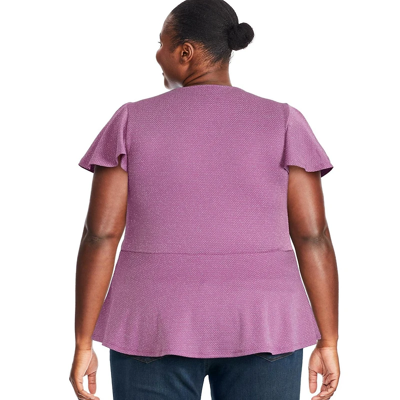 George Plus Women's Lurex Knit Peplum Top