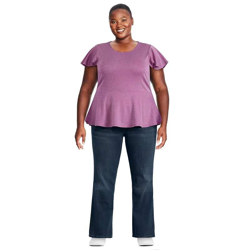 George Plus Women's Lurex Knit Peplum Top