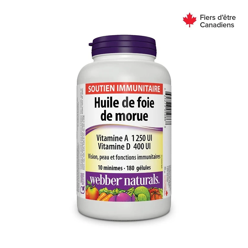 Webber Naturals huile de foie de morue Vitamine A Vitamine D
