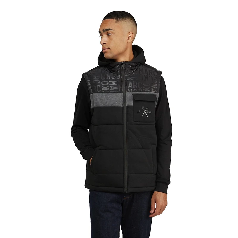 Marc Ecko Men’s Puffer Vest with Detachable Hood