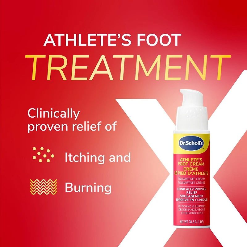 Dr. Scholl’s Athlete's Foot Antifungal Cream Treatment, Itching & Burning Relief, Treats Athlete’s Foot