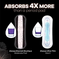 Serviettes d’incontinence Always Discreet Boutique, régulières, degré d’absorption modéré, pour les fuites urinaires