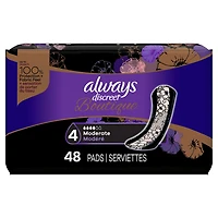 Always Discreet Boutique Incontinence Pads, for Bladder Leaks, Moderate Absorbency, Regular Length