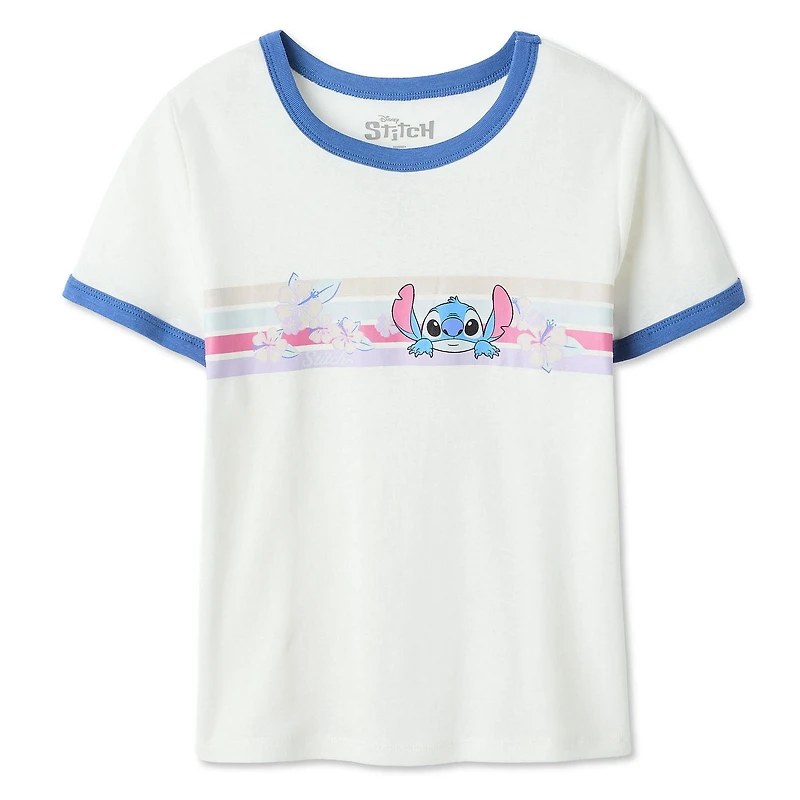T-shirt à bordure contrastante Stitch Disney pour filles