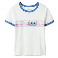 T-shirt à bordure contrastante Stitch Disney pour filles