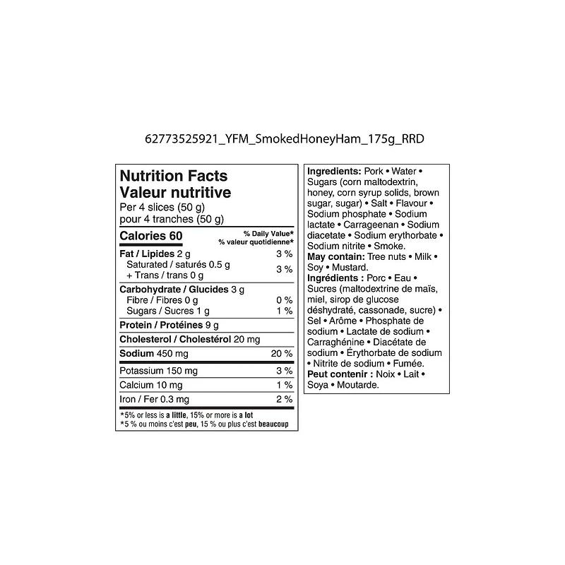 Your Fresh Market Smoked Honey Flavoured Sliced Ham, 175 g