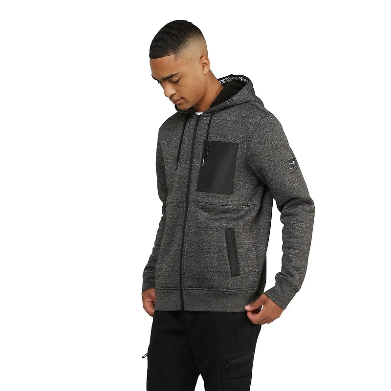 Sweat à capuche zippé doublé de Sherpa pour hommes signé Marc Ecko