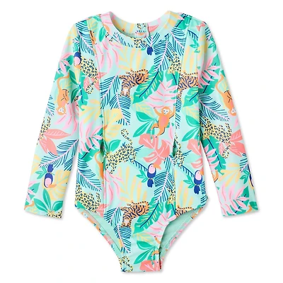 George Toddler Girls' Adaptive One Piece Rashguard Swimsuit