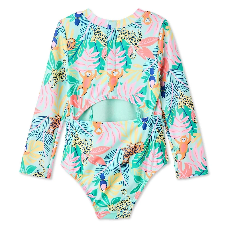 George Toddler Girls' Adaptive One Piece Rashguard Swimsuit