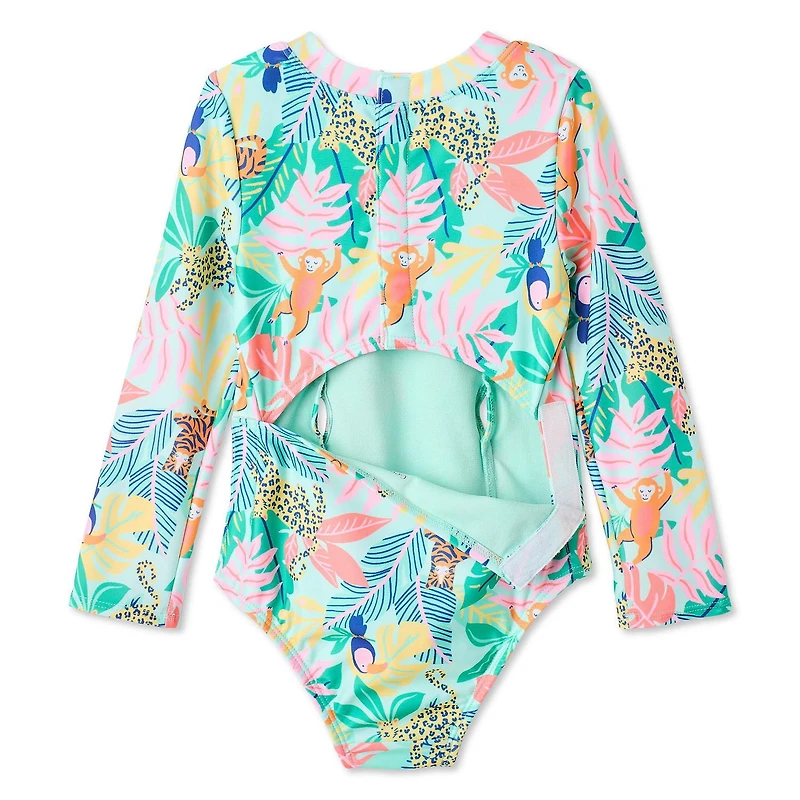 George Toddler Girls' Adaptive One Piece Rashguard Swimsuit