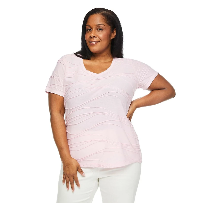 T-shirt avec motif ondulé Iyla Plus pour femmes Tailles 1X-4X