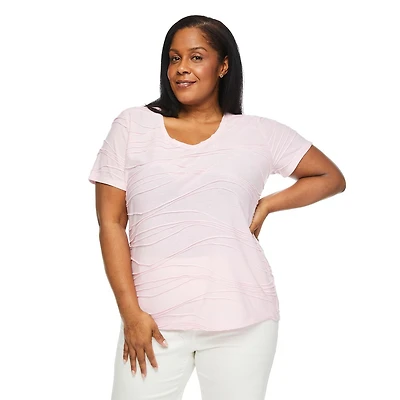 T-shirt avec motif ondulé Iyla Plus pour femmes Tailles 1X-4X