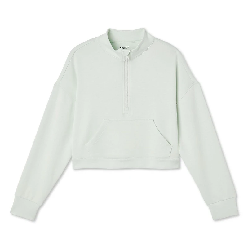 Athletic Works Girls' Half-Zip Scuba Top, Sizes XS-XL