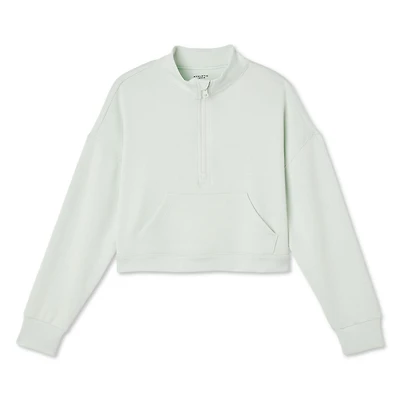 Athletic Works Girls' Half-Zip Scuba Top, Sizes XS-XL