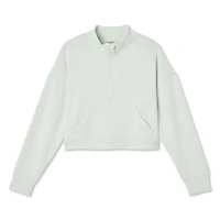 Athletic Works Girls' Half-Zip Scuba Top, Sizes XS-XL