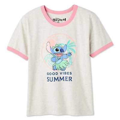 T-shirt à bordure contrastante Stitch Disney pour femmes