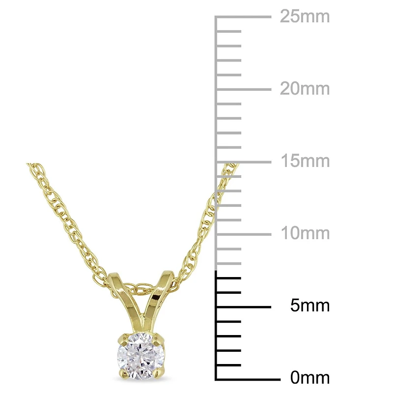 Miabella 0.10 Carat T.W. Diamond 14 K Yellow Gold Solitaire Pendant; 17"