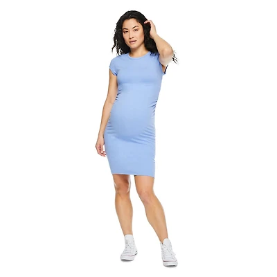 Paisley Sky Maternity Short Sleeve Side Ruched Bodycon Dress