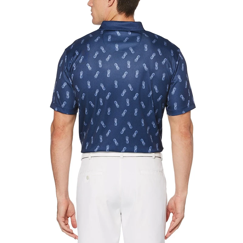 Men's Performance Short Sleeve Printed Pineapple Golf Polo Shirt