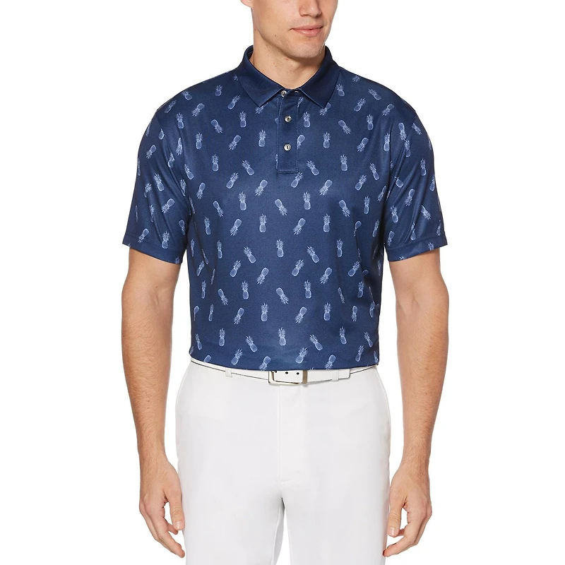 Men's Performance Short Sleeve Printed Pineapple Golf Polo Shirt