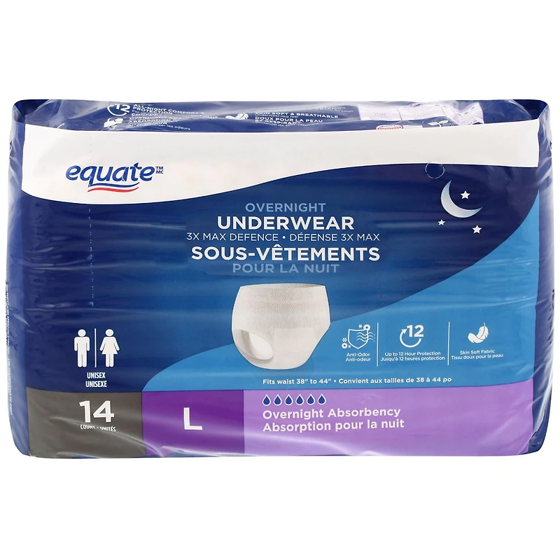 Equate 3X Max Defense Overnight Underwear