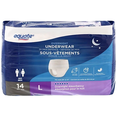 Equate 3X Max Defense Overnight Underwear
