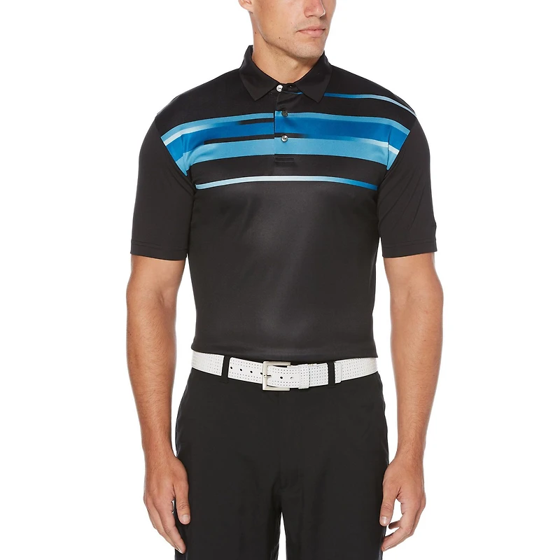 Men's Performance Short Sleeve Gradient Chest Printed Golf Polo Shirt