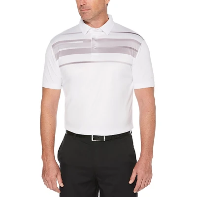 Men's Performance Short Sleeve Gradient Chest Printed Golf Polo Shirt
