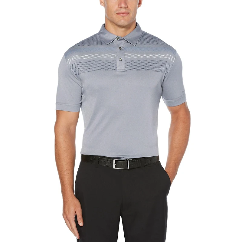 Men's Performance Short Sleeve Chest Printed Golf Polo Shirt