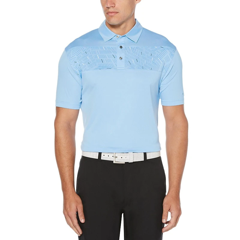 Men's Performance Short Sleeve Chest Printed Golf Polo Shirt