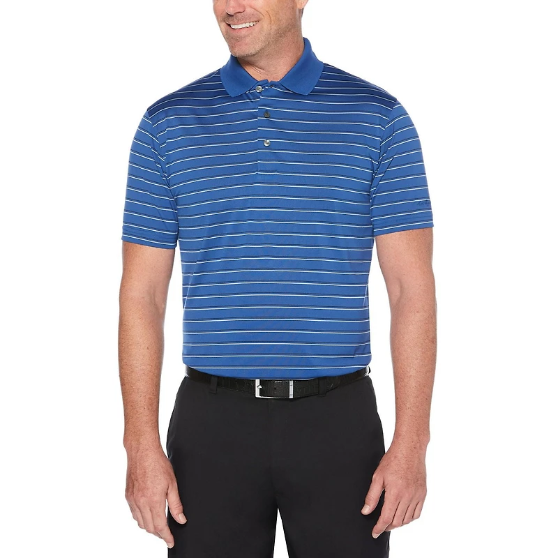 Men's Performance Short Sleeve Striped Golf Polo Shirt