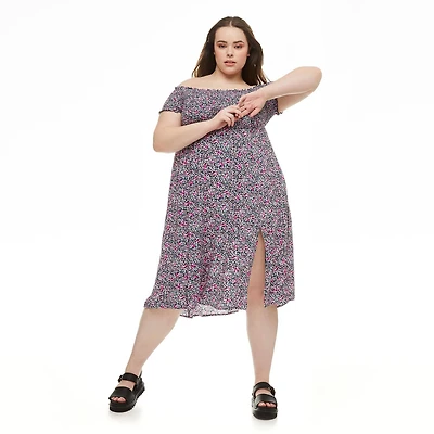 Robe midi avec corsage à smocks Harper + Zoe Plus pour femmes