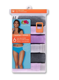 Women's Heather Low Rise Brief Panty, 6 Pack ; Sizes 5-8