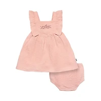 modern moments™ by Gerber® - 2pc Ruffle Sleeve Dress + Diaper Cover Set - Rose