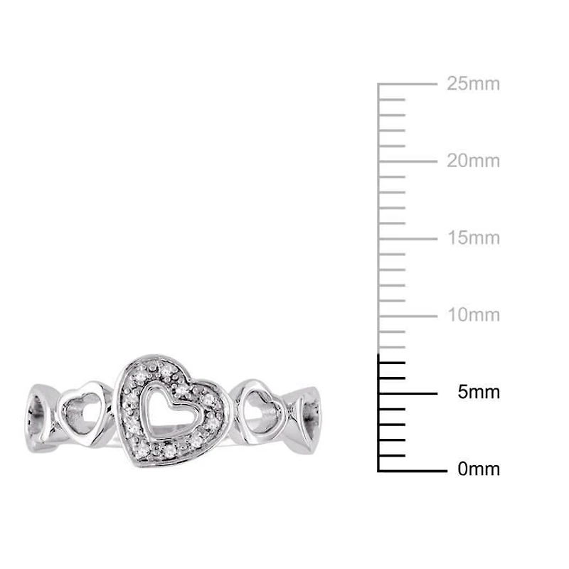 Bague Miabella multi-cœurs avec diamant en argent sterling