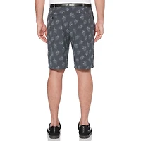 Ben Hogan Performance Men's Flat Front Tropical Printed Herringbone Active Flex Short