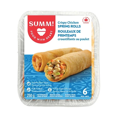 SUMM! Crispy Chicken Spring Rolls, 6 pieces spring rolls with 1 package of sauce, 350g