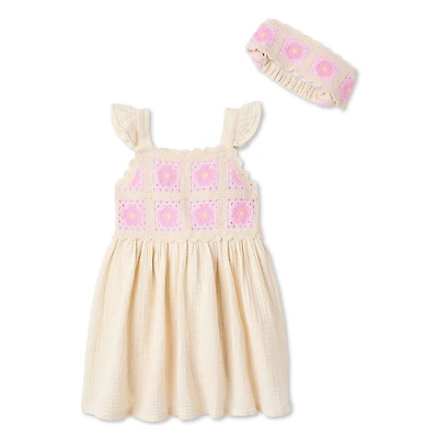 Ensemble 2 pièces avec robe en crochet George pour petites filles