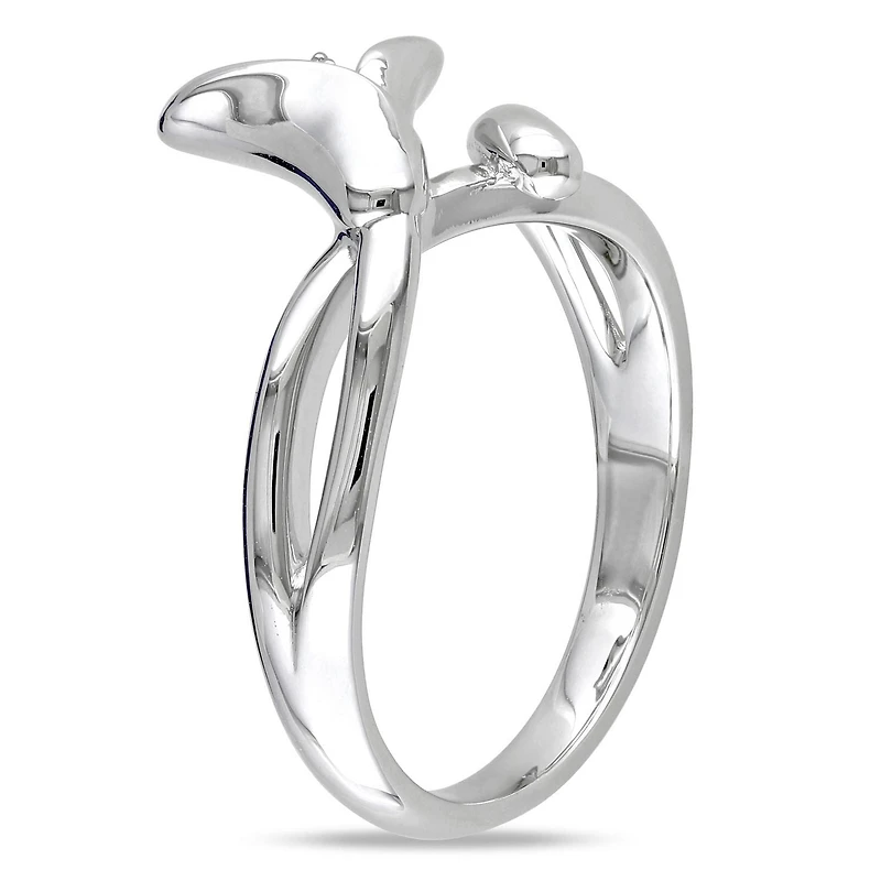 Bague Miabella en forme de fleur avec 0.01 carat de diamants en argent sterling