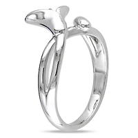 Bague Miabella en forme de fleur avec 0.01 carat de diamants en argent sterling