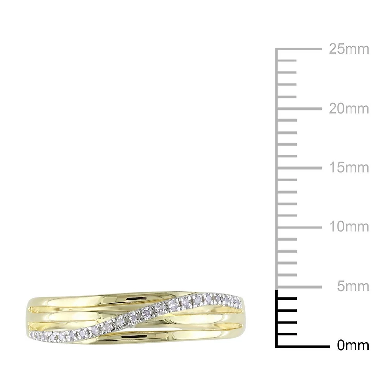 Bague anniversaire Miabella avec diamant en argent massif plaqué rhodium jaune