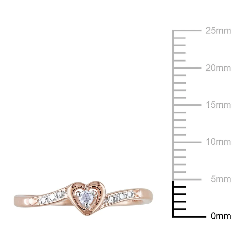 Miabella Diamond Accent Pink Rhodium Plated Sterling Silver Heart-Shaped Promise Ring