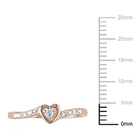 Miabella Diamond Accent Pink Rhodium Plated Sterling Silver Heart-Shaped Promise Ring
