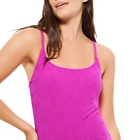 Summer Flirtt Women's Textured Scoop Neck One Piece Swimsuit