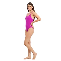 Summer Flirtt Women's Textured Scoop Neck One Piece Swimsuit
