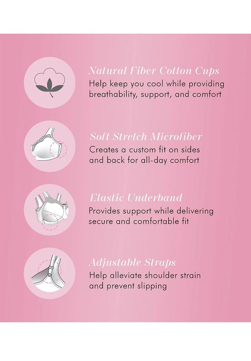 Exquisite Form #9600535 FULLY Cotton Soft Cup Full-Coverage Bra, Lace