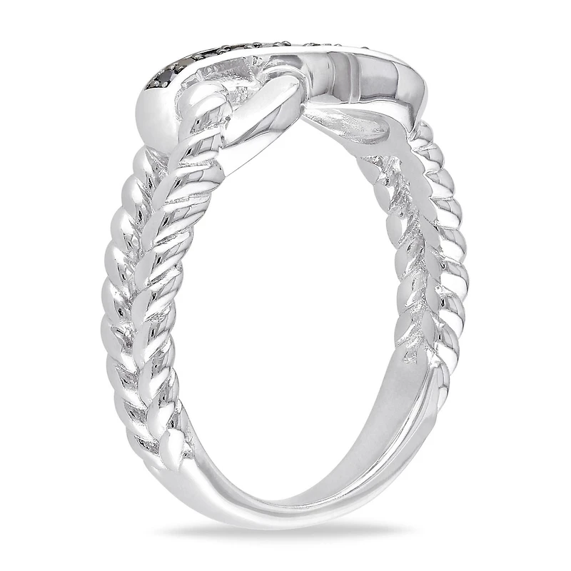 Asteria Black Diamond Accent Sterling Silver Infinity Ring
