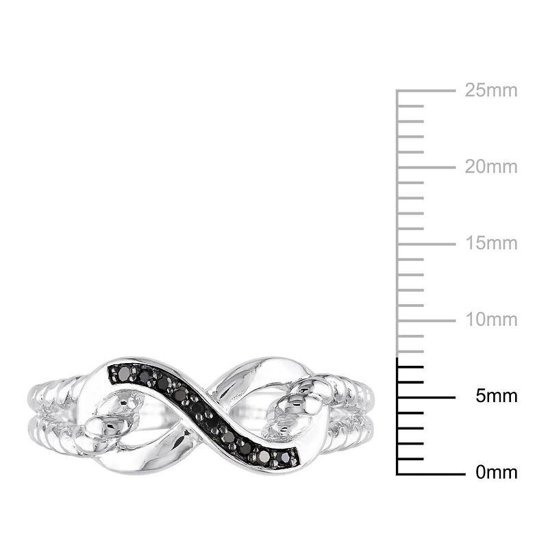 Asteria Black Diamond Accent Sterling Silver Infinity Ring
