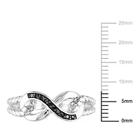 Asteria Black Diamond Accent Sterling Silver Infinity Ring
