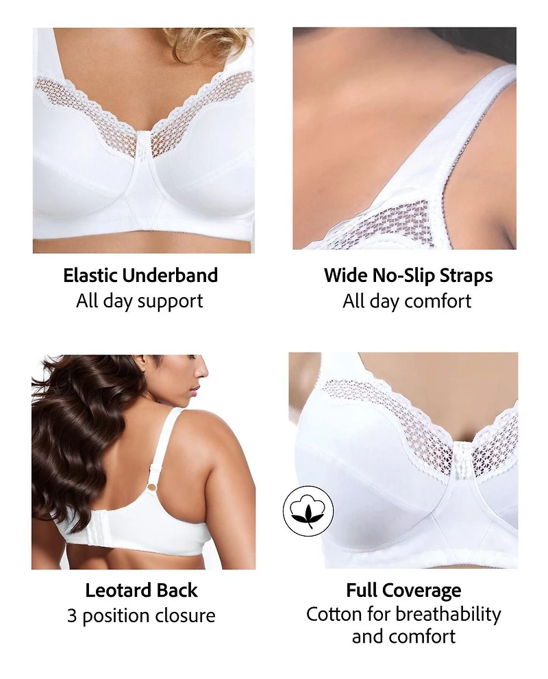 Exquisite Form #9600535 FULLY Cotton Soft Cup Full-Coverage Bra, Lace